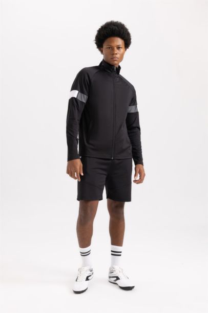 Slim Fit Scuba Fabric Zippered Sweatshirt