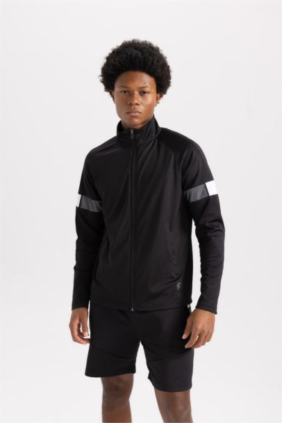 Slim Fit Scuba Fabric Zippered Sweatshirt