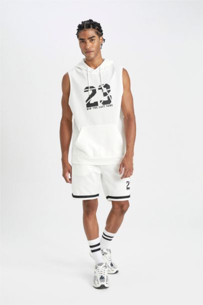 DeFactoFit Standard Fit Number Patterned Hooded Tank Top