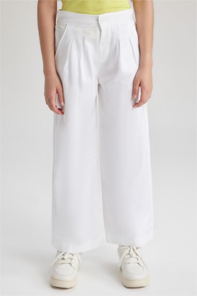 Girl Wide Leg Wide Leg Gabardine Trousers