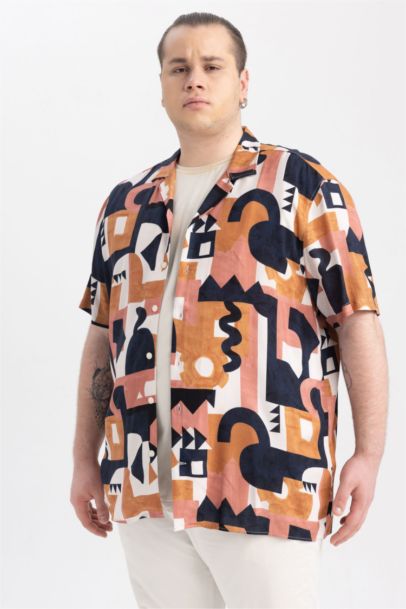 Regular Fit High Collar Short Sleeve Shirt