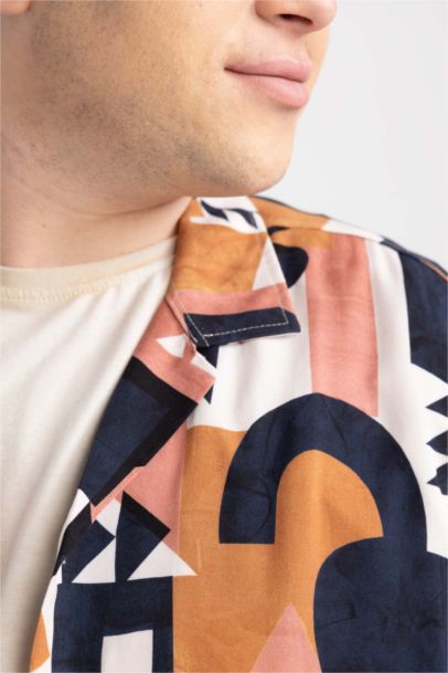 Regular Fit High Collar Short Sleeve Shirt