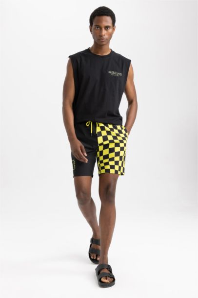 Stretchy Textured Knee Length Swimming Shorts
