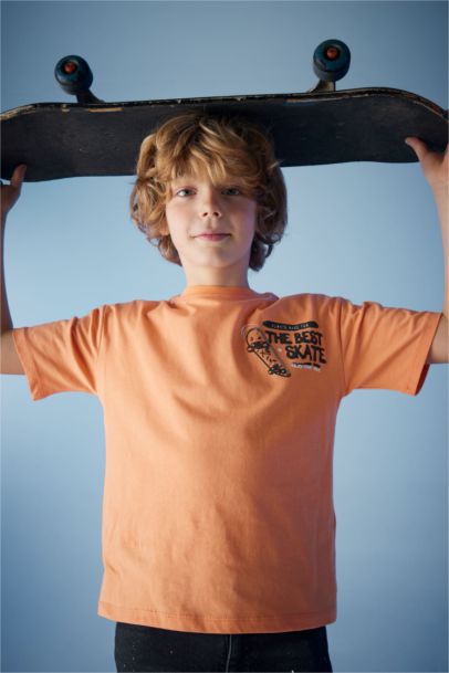 Boy Oversize Fit Crew Neck Printed Short Sleeve T-Shirt