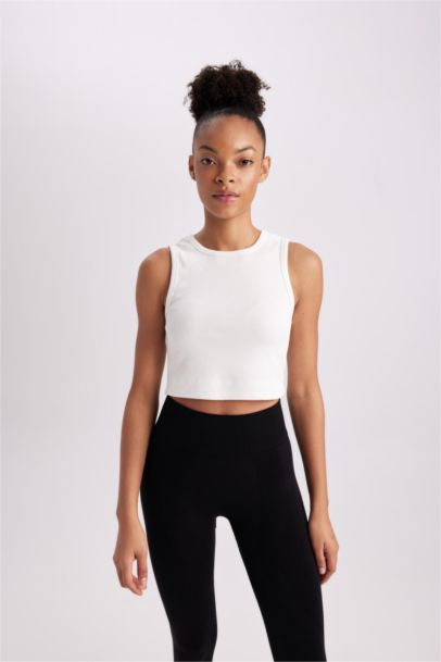 Slim Fit Ribbed Sports Crop Top