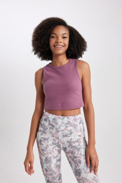 Slim Fit Ribbed Sports Crop Top