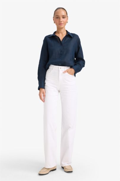 قميص كتان ردن طويل اوفر سايز