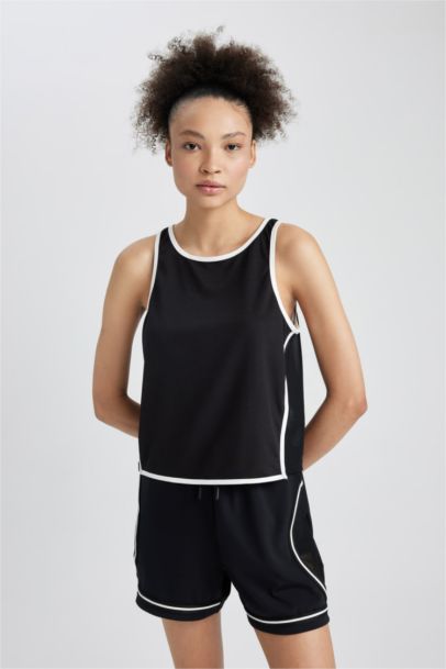 Crop Slogan Printed Crew Neck Combed Sports Undershirt