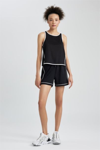 Crop Slogan Printed Crew Neck Combed Sports Undershirt