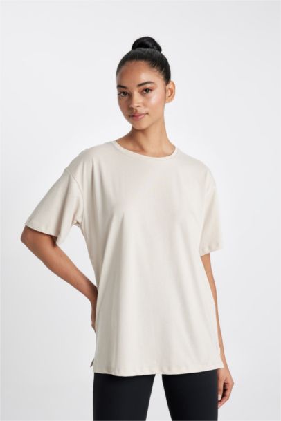 DeFactoFit Oversize Crew Neck Printed Sports T-Shirt