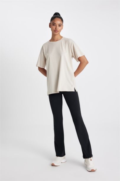 DeFactoFit Oversize Crew Neck Printed Sports T-Shirt