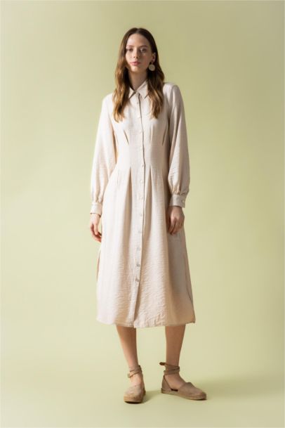 Shirt Collar Long Sleeve Dress