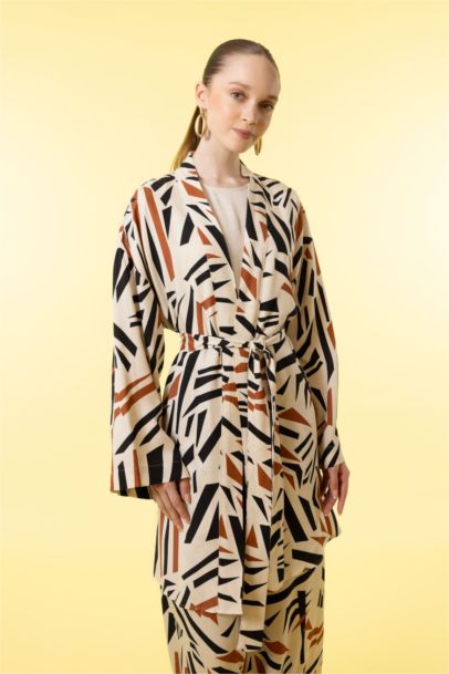 Regular Fit Linen Blended Printed Long Sleeve Tunic