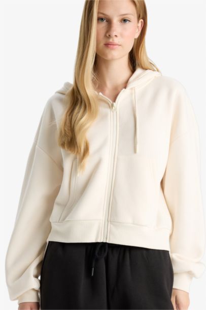 Sweat à capuche Crop épais à fermeture zip