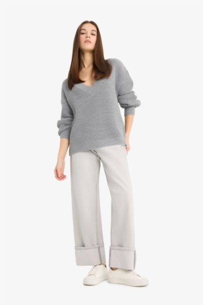 Pull en tricot oversize à col V