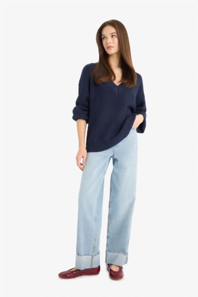 بلوز تريكو اوفر سايز بياخة مستديرة