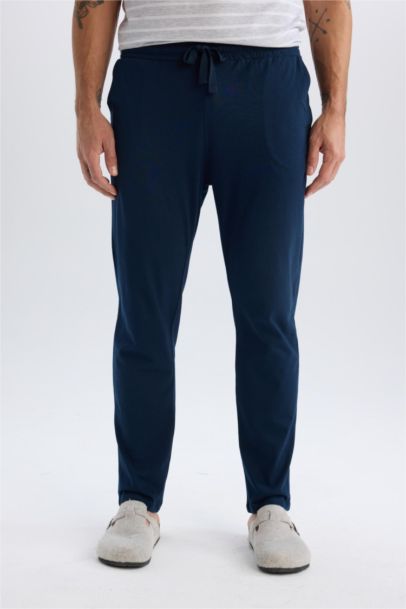 %100 Pamuk Regular Fit Beli Bağcıklı Düz Paça Cepli Pijama Altı