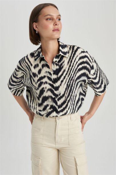 Chemise Oversize à manches courtes avec motif Zèbre