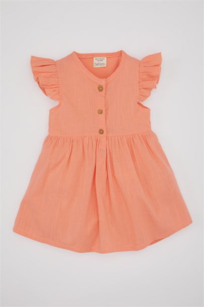 Baby Girl Sleeveless Linen Look Dress