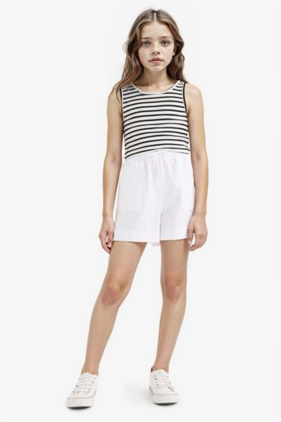 تانك توب بناتي كروب بدون كم برقبة مستديرة