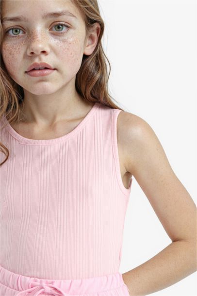 Bisiklet Yaka Basic Düz Atlet Kız Çocuk