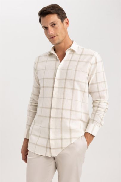 Рубашка приталенного кроя в клетку