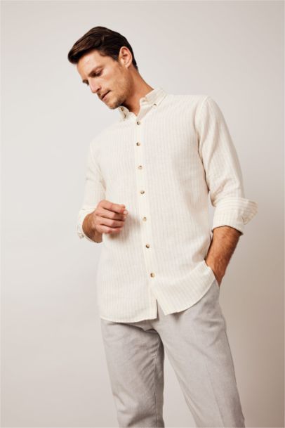 Рубашка приталенного кроя в полоску