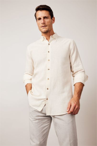 Рубашка приталенного кроя в полоску