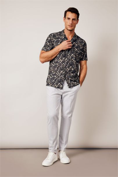 Modern Fit Resort Neck Printed Short Sleeve Shirt