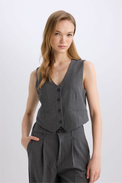 Regular Fit V Neck Blazer Vest
