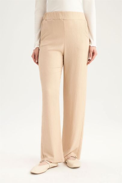 Relax Fit Elastic Waist Basic Crepe Trousers