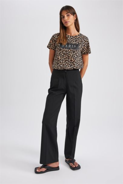 تيشيرت قطن بطباعة الحيوانات قصة عادية