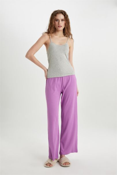 Regular Fit Ribbed Casual Pajama Bottoms