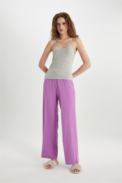 Regular Fit Ribbed Casual Pajama Bottoms