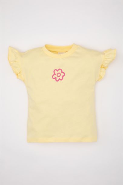Baby Girl Crew Neck Printed Short Sleeve T-Shirt