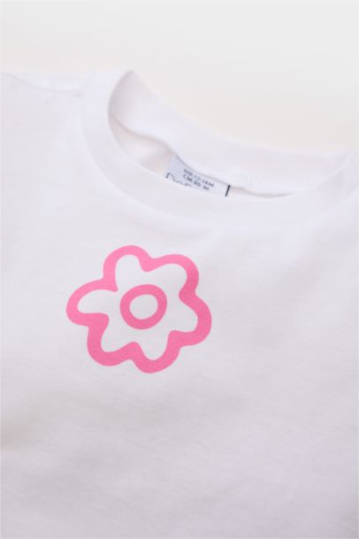 Baby Girl Crew Neck Floral Short Sleeve T-Shirt