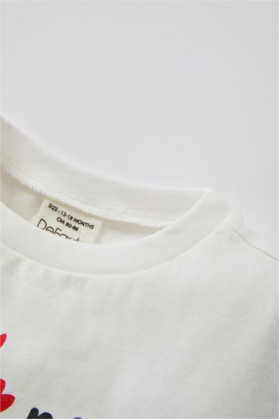 Baby Girl Regular Fit Crew Neck Slogan Printed Short Sleeved T-Shirt