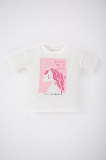 تيشيرت بناتي كم طويل قصة عادية برقبة مستديرة