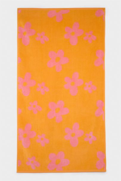 Woman Floral Patterned Cotton Beach Towel