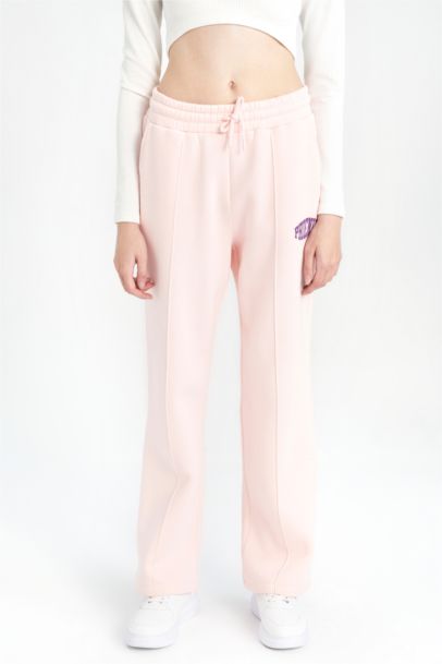 Defacto Fit Standard Fit Slogan Printed Wide Leg Sweatpants