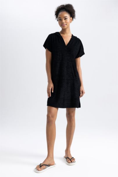 Standard Fit Hooded Short Sleeve Dress