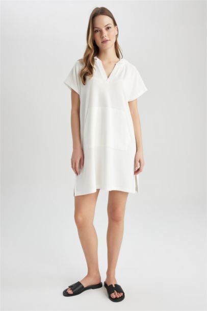 Standard Fit Hooded Short Sleeve Dress