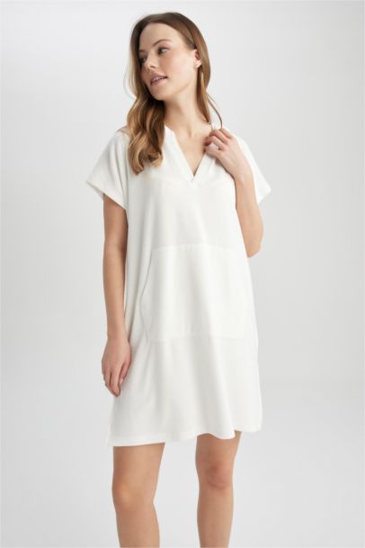 Standard Fit Hooded Short Sleeve Dress