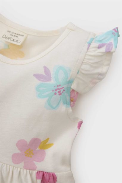 Çiçek Desenli Kısa Kollu Yazlık Elbise Kız Bebek