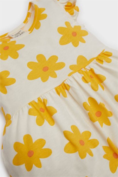 Baby Girl Floral Patterned Short Sleeve Dress