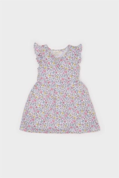 فستان بنات فلورال قصة عادية بأكمام قصيرة