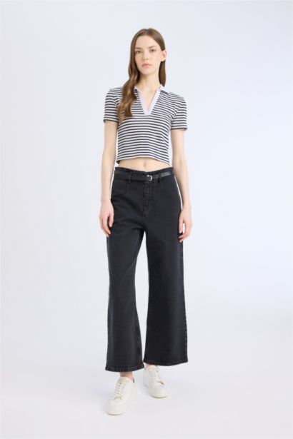 Slim Fit Polo Collar Camisole Short Sleeve T-Shirt