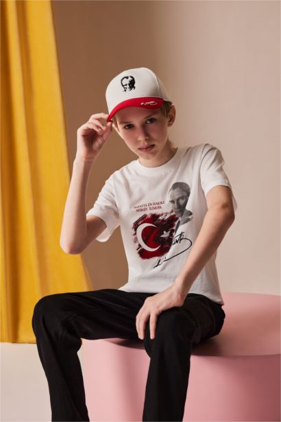 Casquette Gabardine imprimée Atatürk pour Garçon