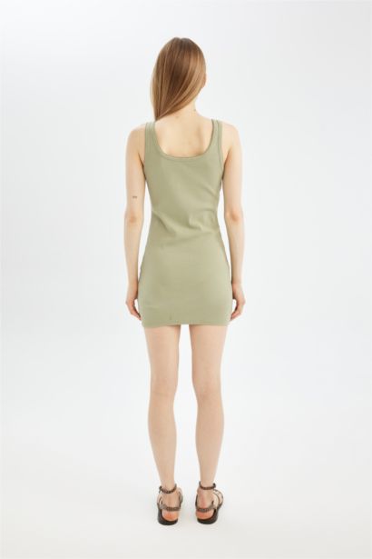 Bodycon Crew Neck Ribbed Camisole Strap Mini Dress