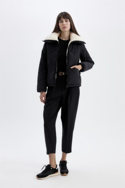 Su Geçirmez Puffer Şişme Mont  Kapitoneli İçi Suni Kürklü Rüzgar Geçirmez Cepli